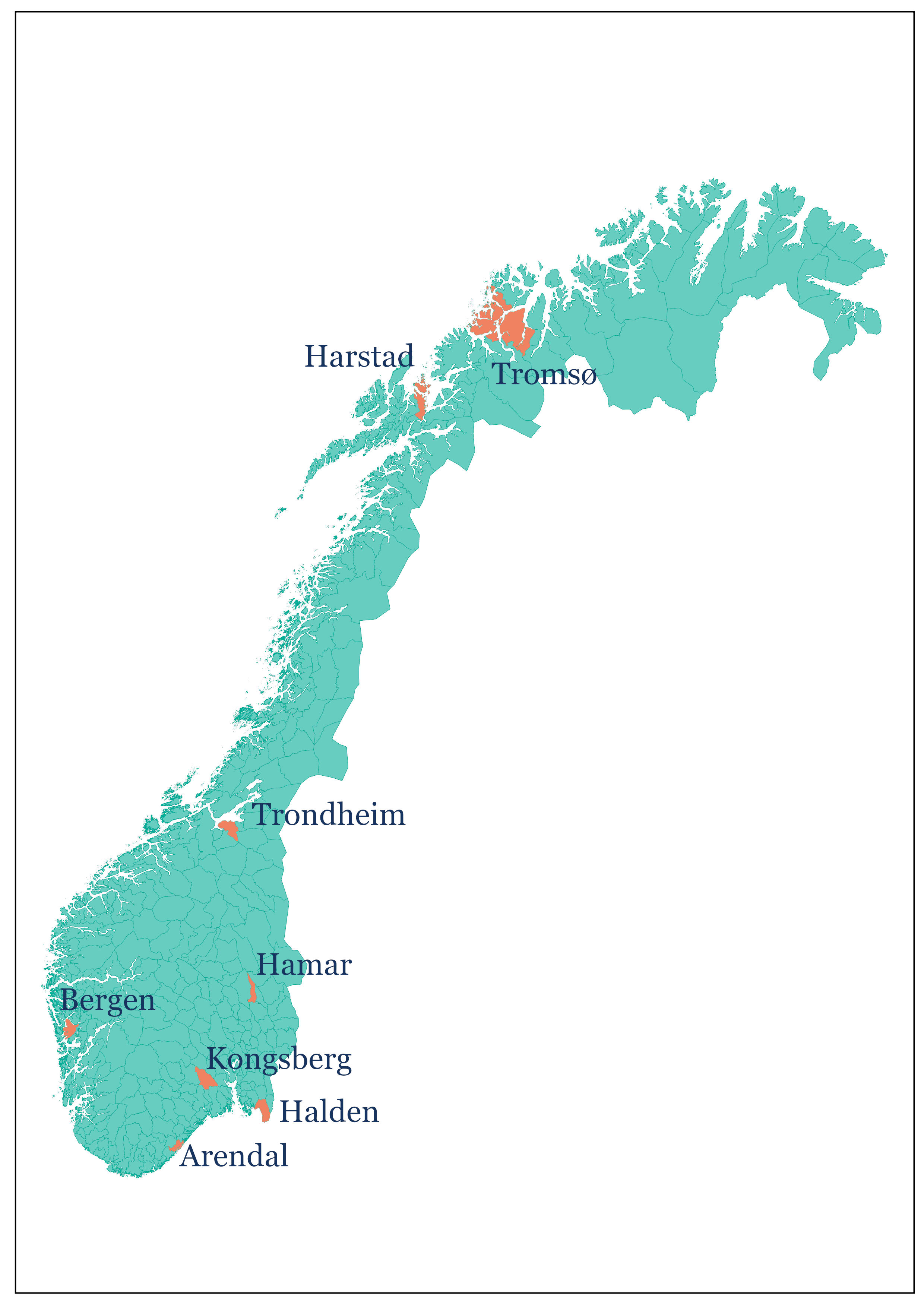 Kart som viser hvor prosjektet er gjennomført