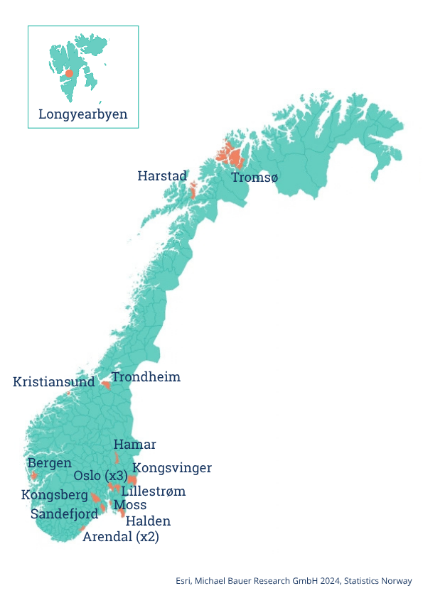 Kart som viser hvor prosjektet er gjennomført